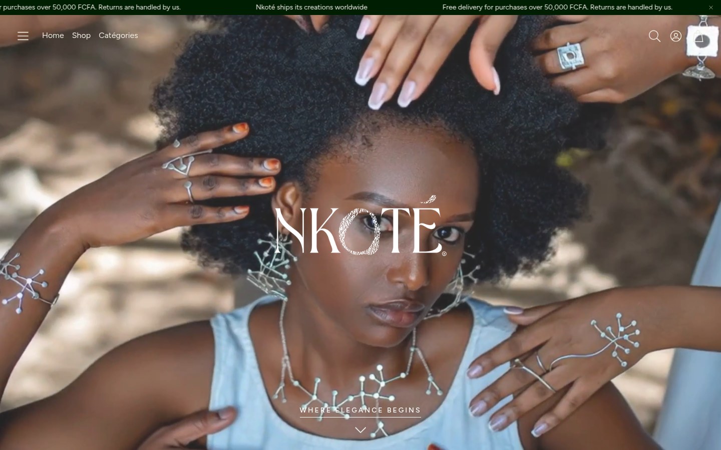 Capture réelle de la page d’accueil de Nkoté